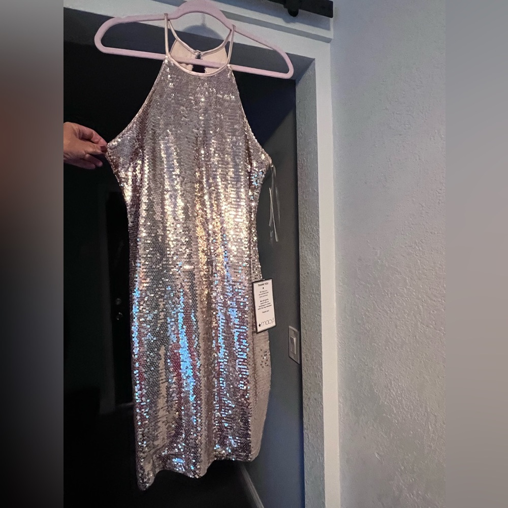 Gold spaghetti strap sparkly dress